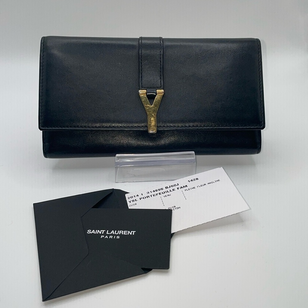 Saint Laurent Black Y-Ligne Leather Clutch Bag With Gold-Tone Hardware